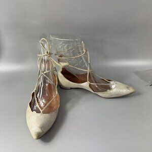 Aquazzura Leather Cutout Accent Flats, Size 38